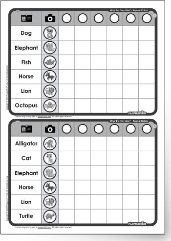 Animal Colors - Survey Sheet x2
