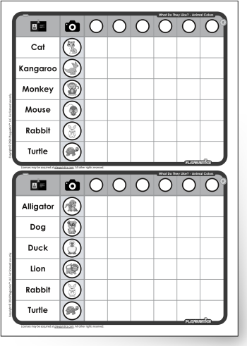 Animal Colors - Survey Sheet x2