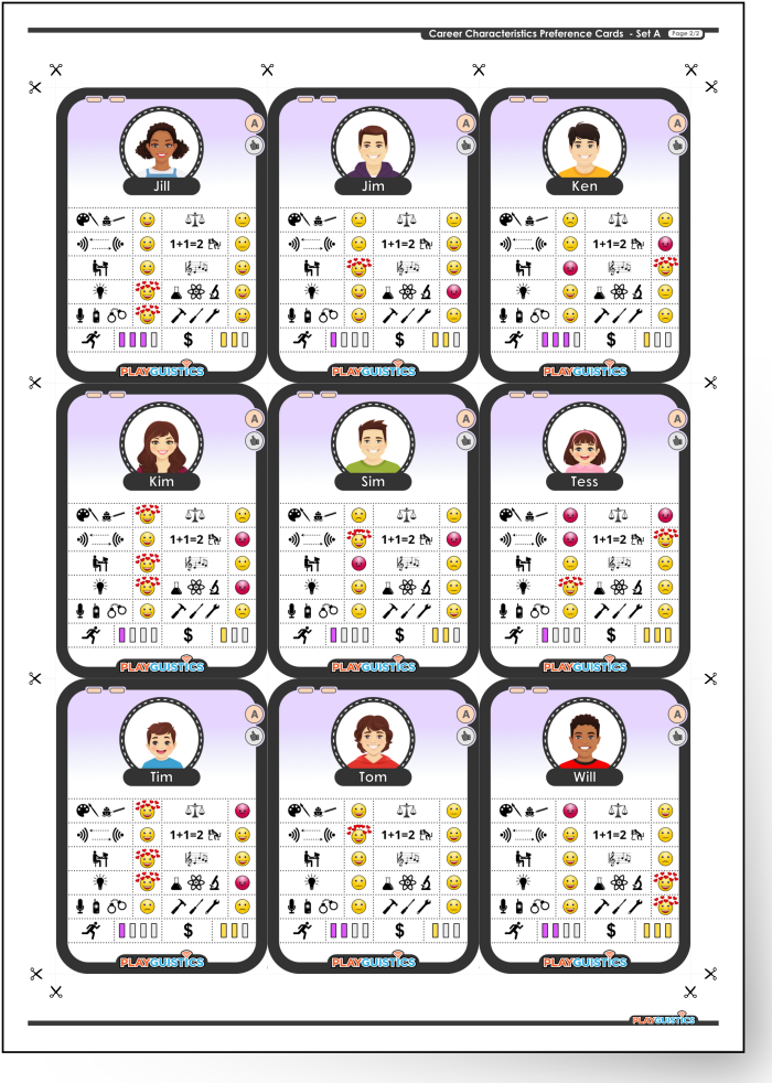 Career Characteristics Preference Cards Example
