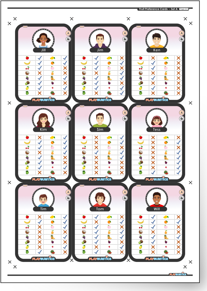Fruit Preference Cards Example