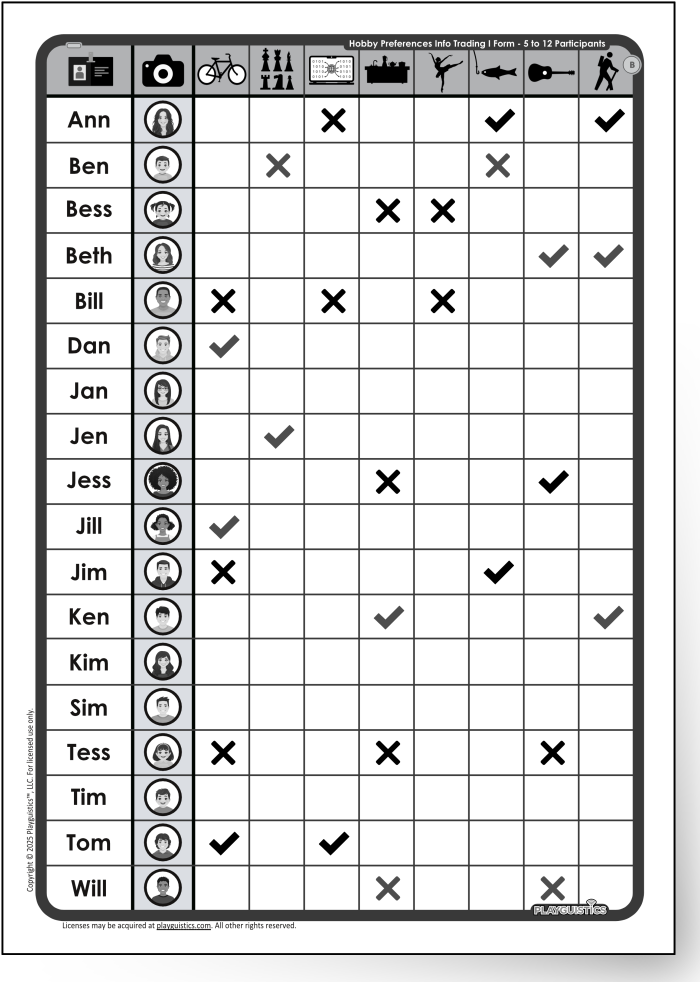 Information Trading Sheet Example