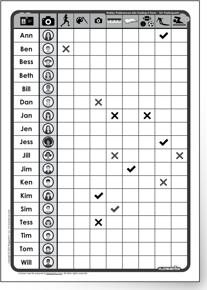 Information Trading Sheet Example