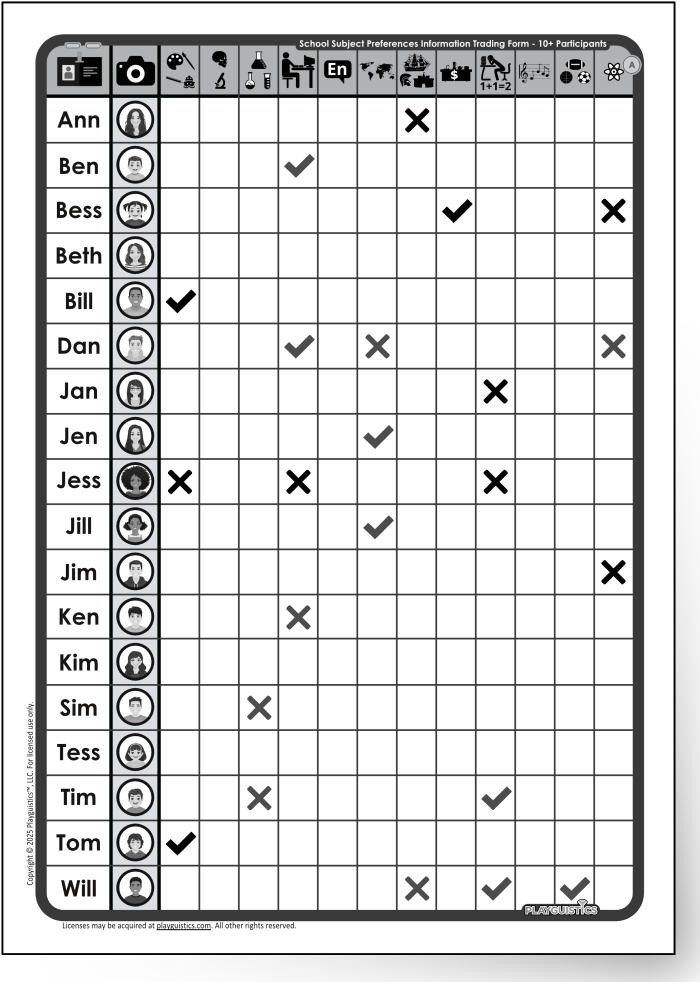 Information Trading Sheet Example