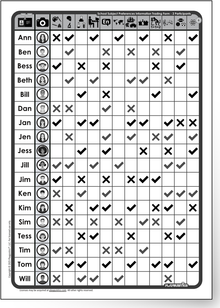 Information Trading Sheet Example