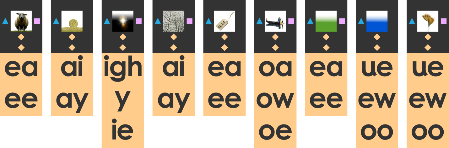 Phonics Tile Matching - Long Vowels Only