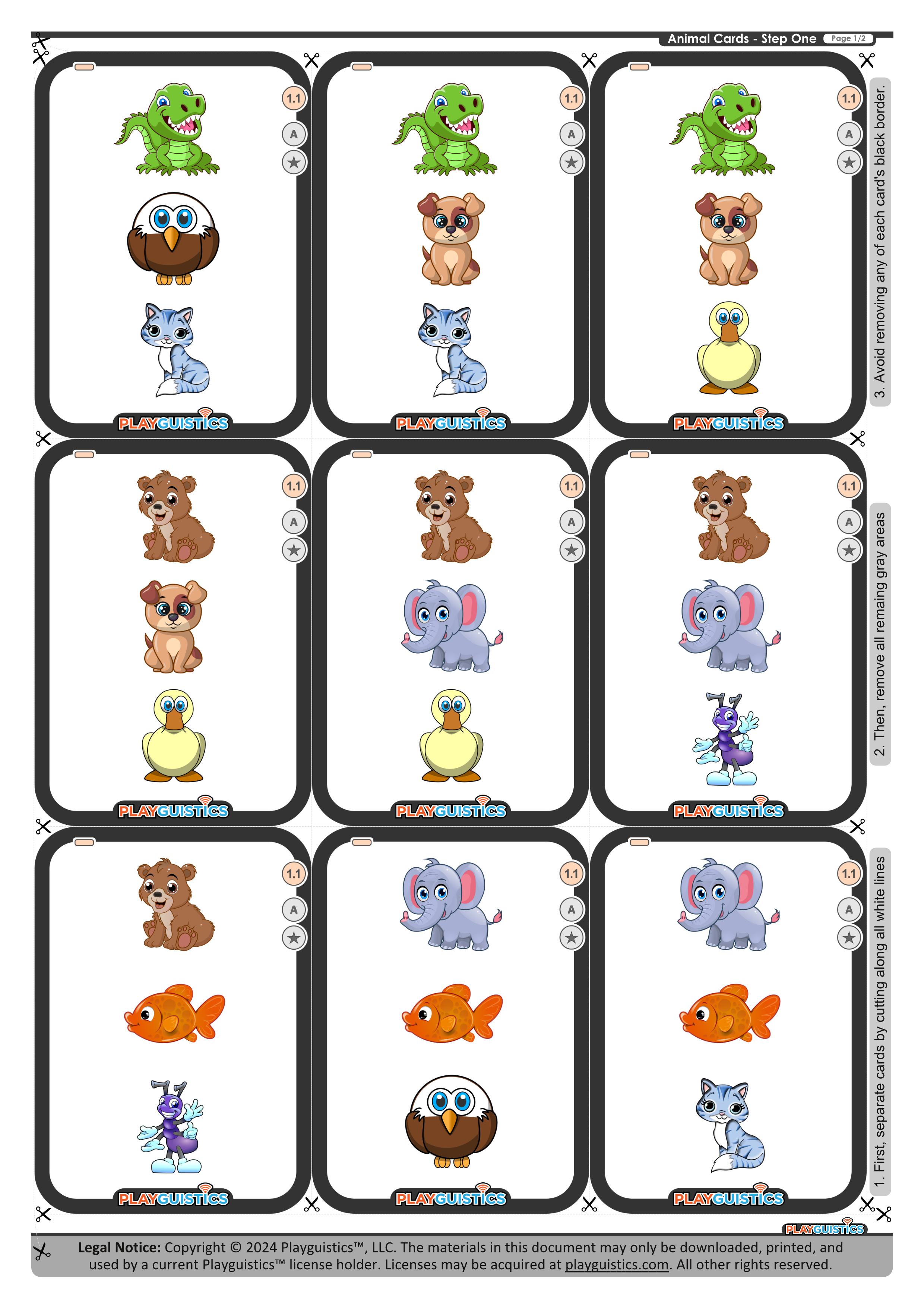 Animal Cards - Step One - Preview