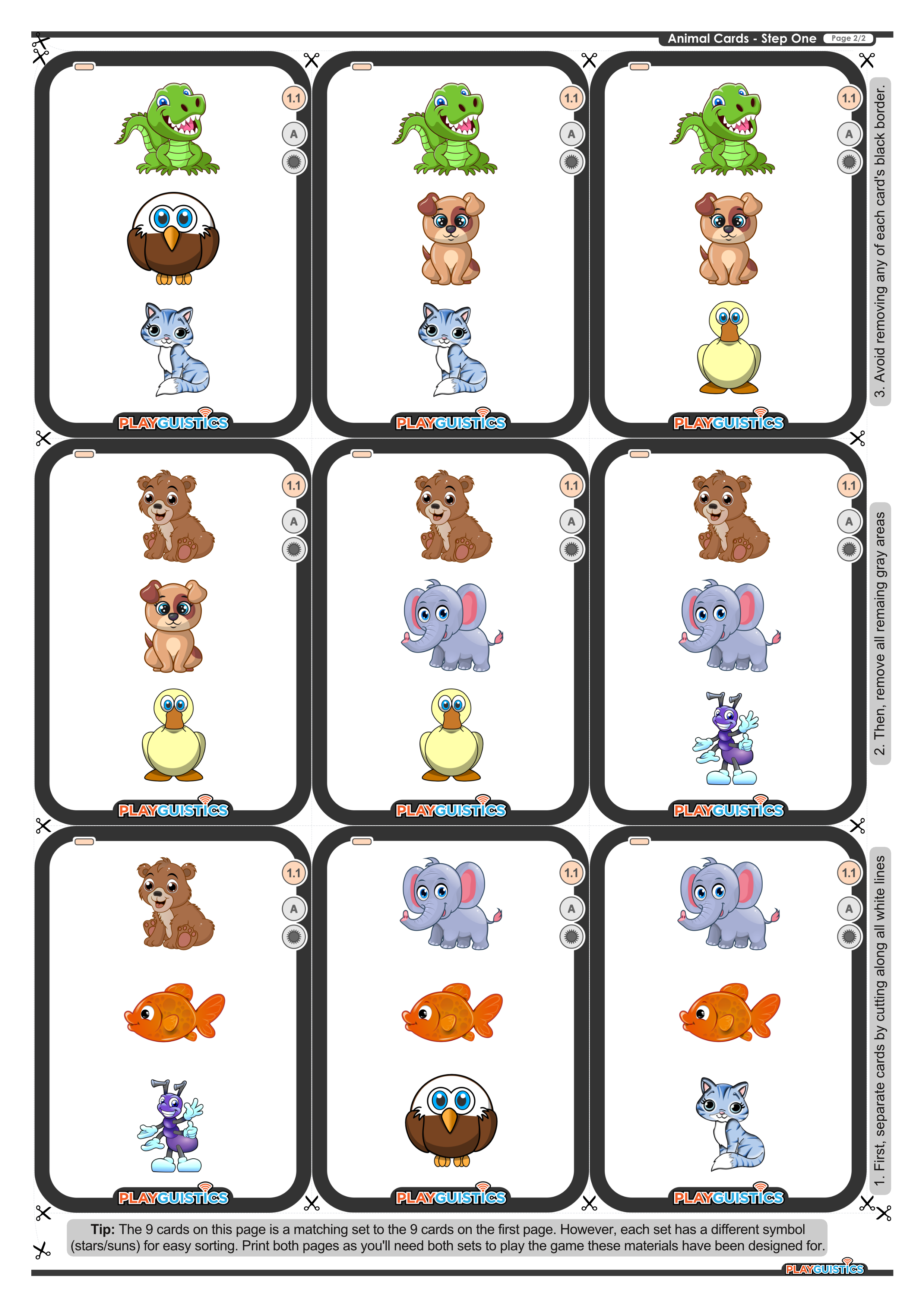 Animal Cards - Step One - Preview