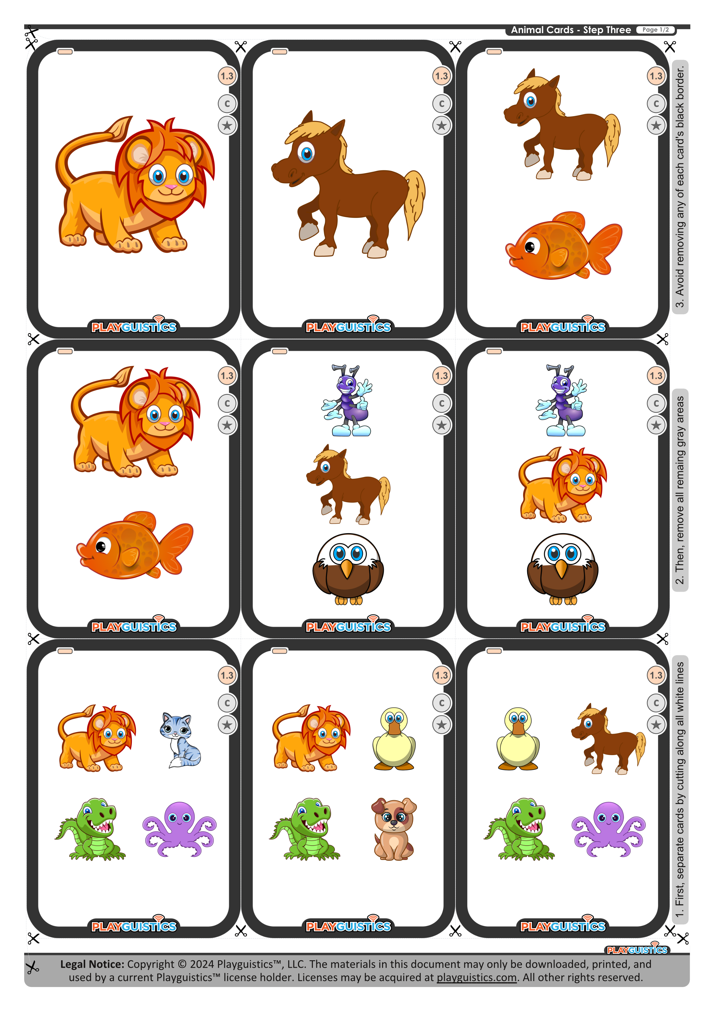 Animal Cards - Step Three - Preview