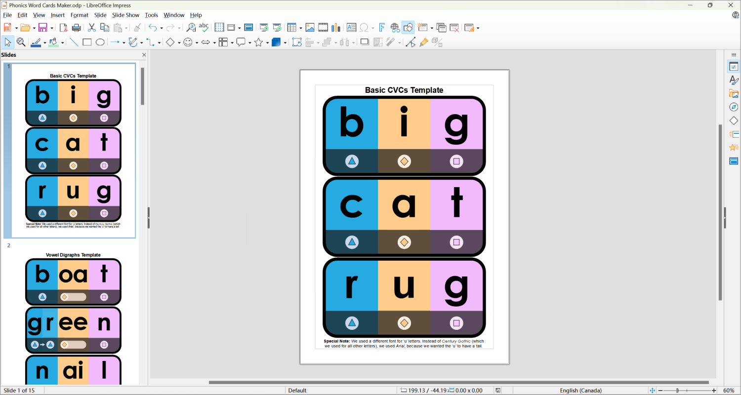 Phonics Word Card Template Editing