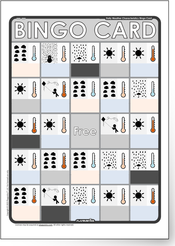 Weather BINGO Card Example