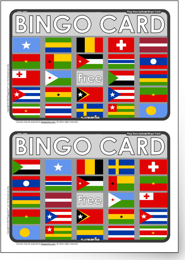 Flags BINGO Card Example