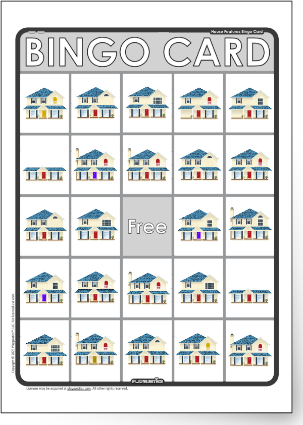 Houses BINGO Card Example