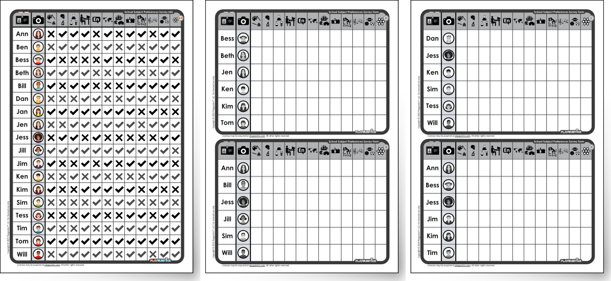 Activity: School Subjects Survey (Answer Key Based)