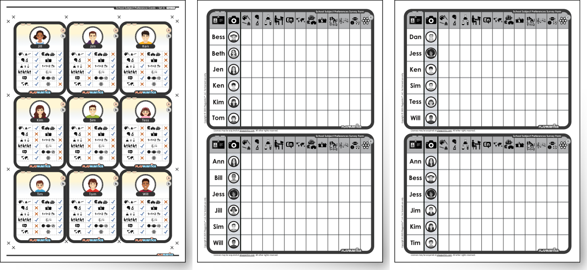 Activity: School Subjects Survey (Character Cards Based)